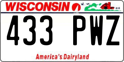 WI license plate 433PWZ