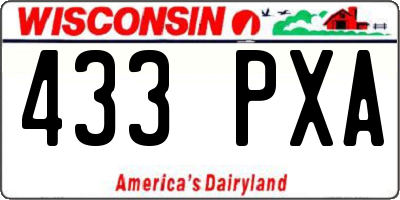 WI license plate 433PXA