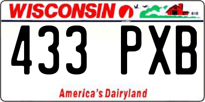 WI license plate 433PXB