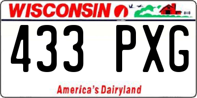 WI license plate 433PXG
