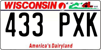 WI license plate 433PXK