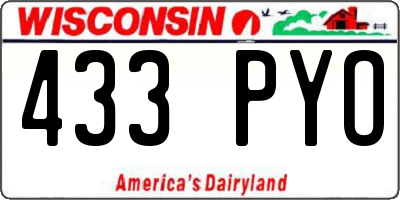 WI license plate 433PYO