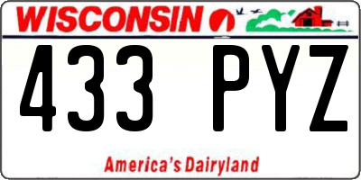 WI license plate 433PYZ