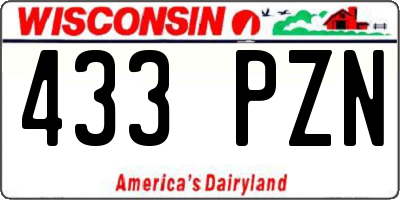 WI license plate 433PZN