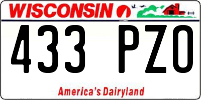WI license plate 433PZO