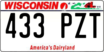 WI license plate 433PZT
