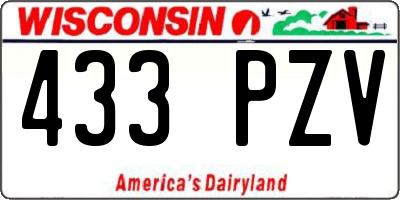 WI license plate 433PZV