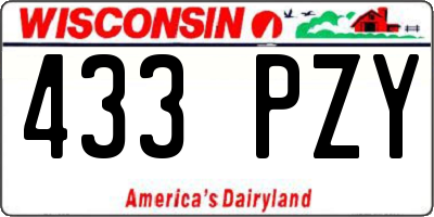 WI license plate 433PZY
