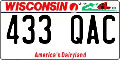 WI license plate 433QAC