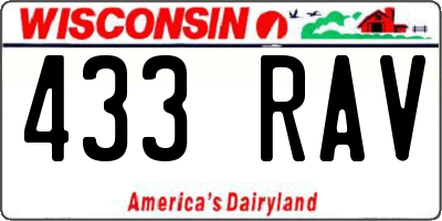 WI license plate 433RAV