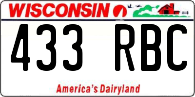 WI license plate 433RBC