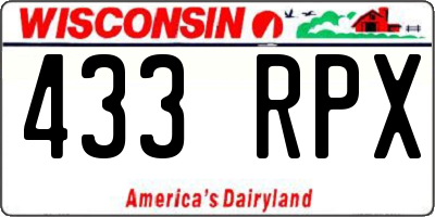 WI license plate 433RPX