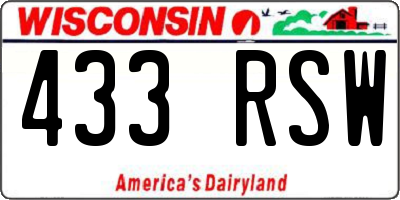 WI license plate 433RSW