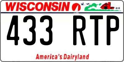 WI license plate 433RTP