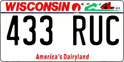WI license plate 433RUC