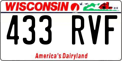 WI license plate 433RVF
