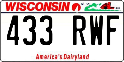 WI license plate 433RWF