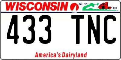 WI license plate 433TNC