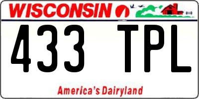 WI license plate 433TPL