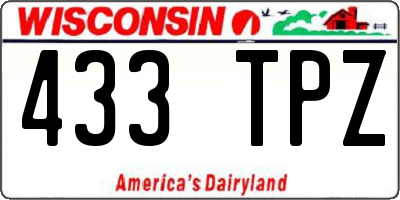 WI license plate 433TPZ