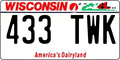 WI license plate 433TWK
