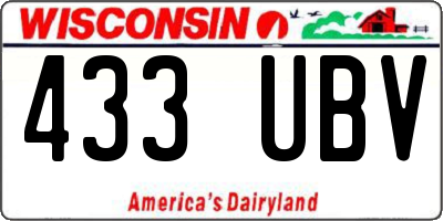 WI license plate 433UBV