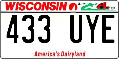 WI license plate 433UYE