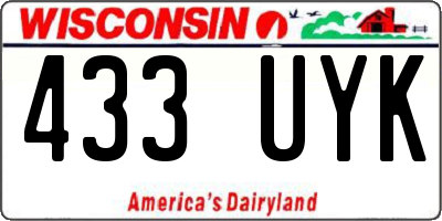 WI license plate 433UYK