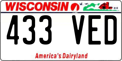 WI license plate 433VED