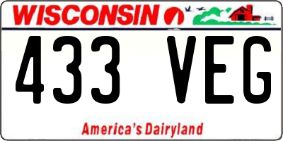 WI license plate 433VEG