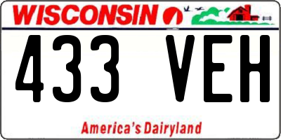 WI license plate 433VEH
