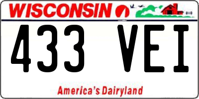 WI license plate 433VEI