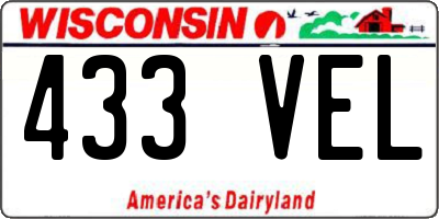 WI license plate 433VEL