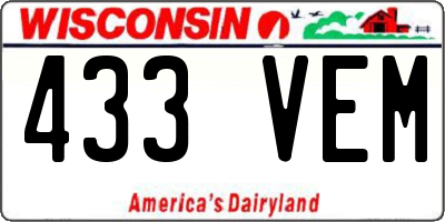 WI license plate 433VEM