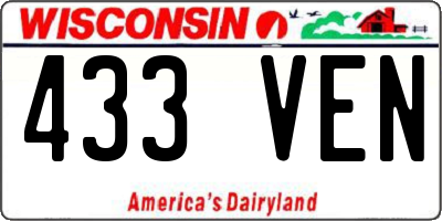 WI license plate 433VEN