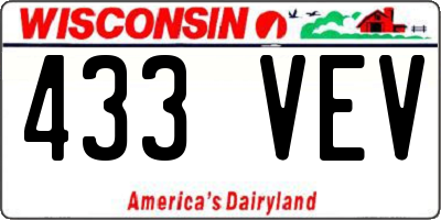 WI license plate 433VEV