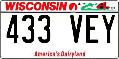 WI license plate 433VEY