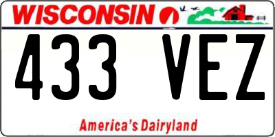 WI license plate 433VEZ