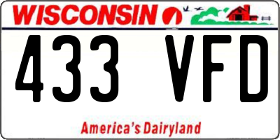 WI license plate 433VFD