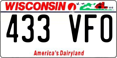 WI license plate 433VFO