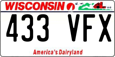 WI license plate 433VFX