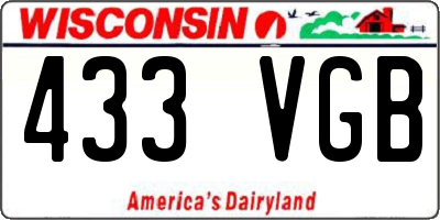 WI license plate 433VGB