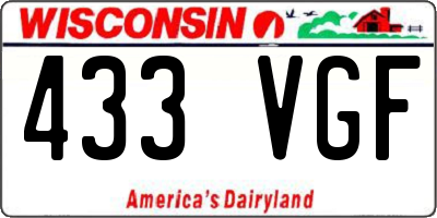 WI license plate 433VGF