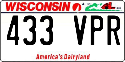 WI license plate 433VPR