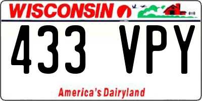 WI license plate 433VPY