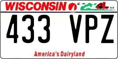 WI license plate 433VPZ