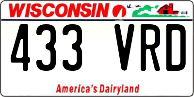 WI license plate 433VRD