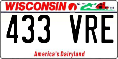 WI license plate 433VRE