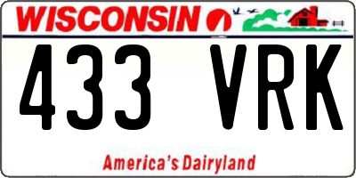 WI license plate 433VRK