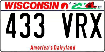 WI license plate 433VRX